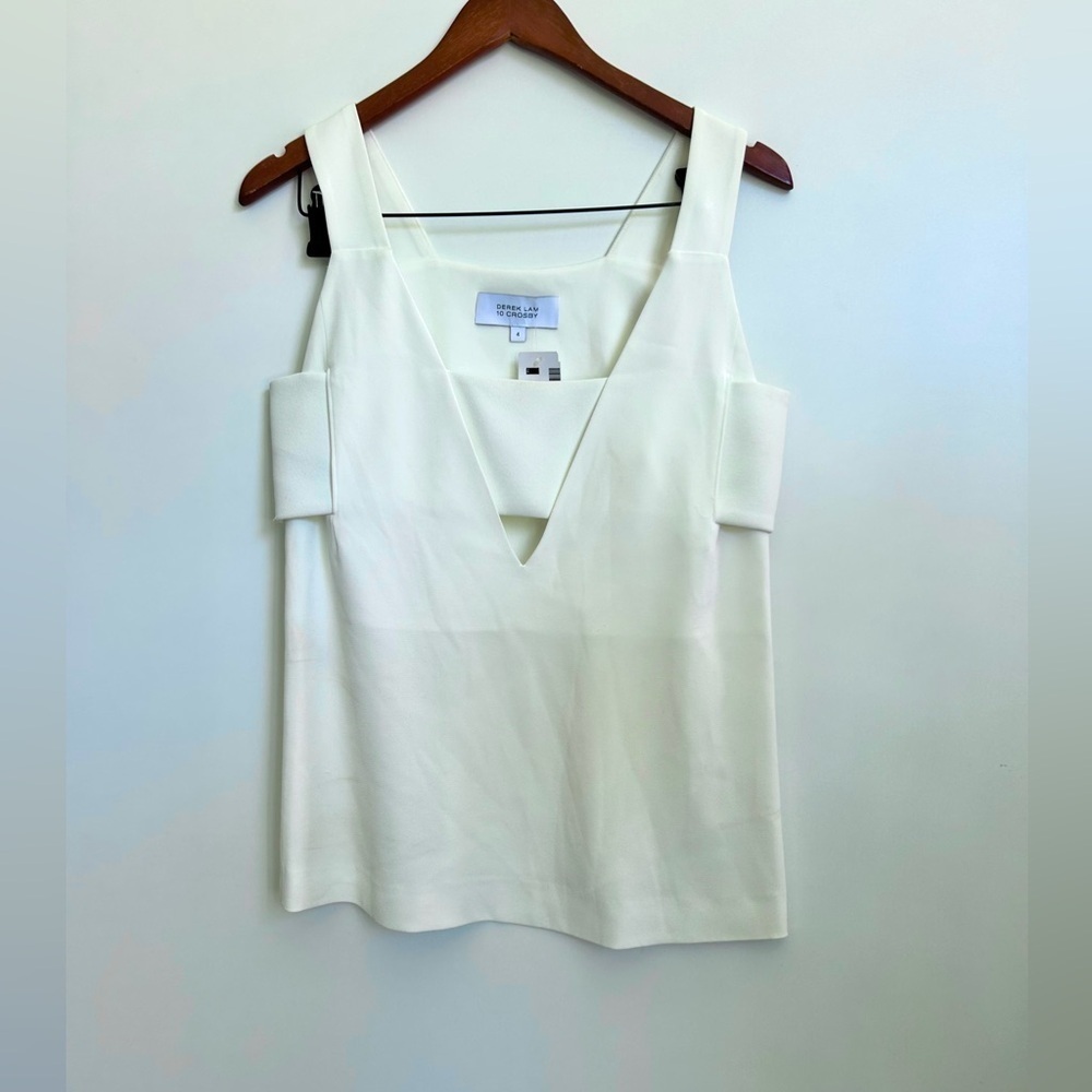 Derek Lam 10 Crosby Women's Sz 4 White Downtown Cut-Out Crepe Tank $455 - Picture 6 of 10